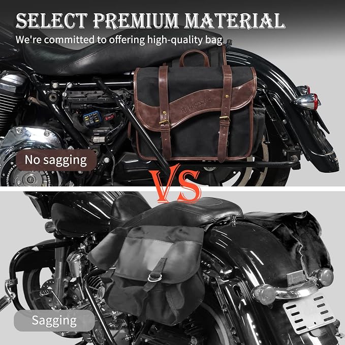 NICECNC Motorcycle Saddle Bags, Vintage Oil Waxed Canvas Saddlebags Motorcycle - Image 3