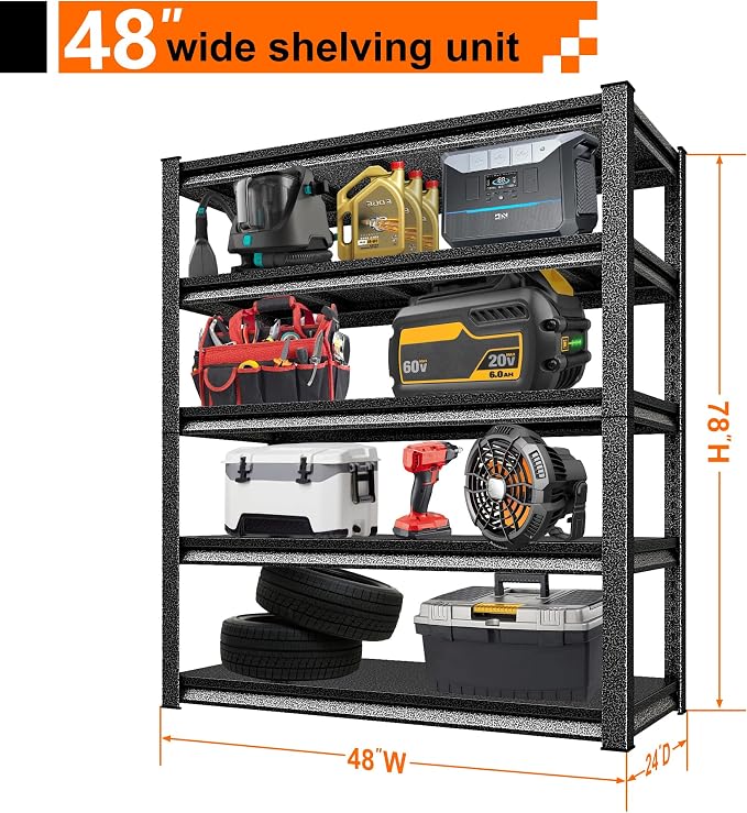 Garage Storage Shelves Heavy Duty, 48”W Garage Shelving and Storage Rack - Image 2