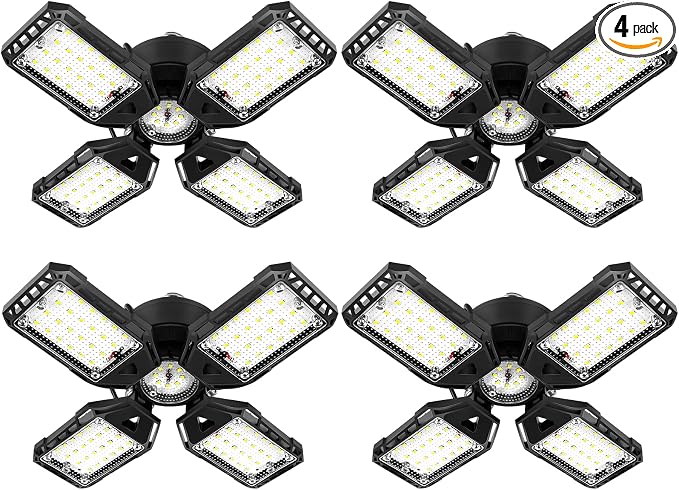 LED Garage Lights 4 Pack -120W, 12000LM 6500K Led Shop Light by Aoretic