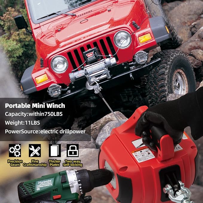 Portable Drill Winch, Rotate The Hook 360 Degrees, Stretched Wire Fence - Image 5