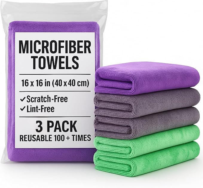 3 Pack Reusable Pak Details Micro Fiber Towels Car Detailing | 16x16 by PaksDetailSupply