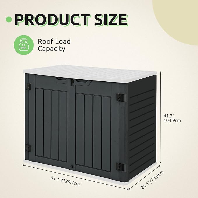 GOOBED Horizontal Shed with Padlock Latch, Outdoor Storage Shed - Image 6
