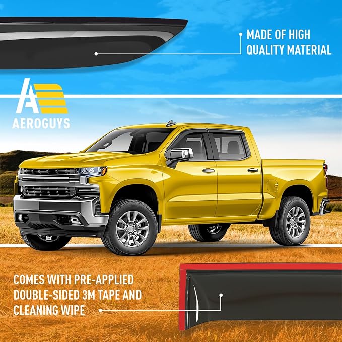 Extra Durable Window Deflectors Tape-On Window Visors Rain Guards Fit - Image 6