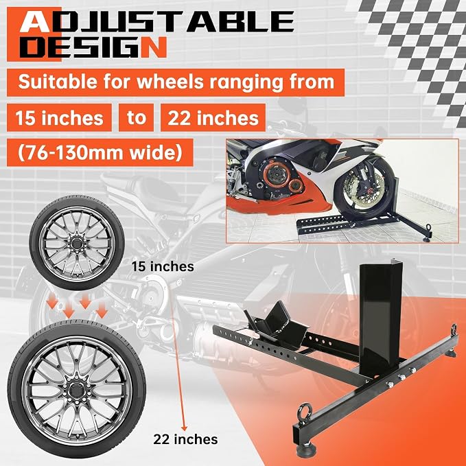 ECOTRIC Motorcycle Wheel Chock Stand Upright 1800lb Capacity, Adjustable - Image 3