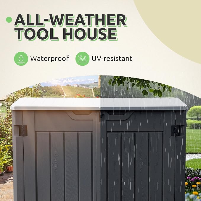 GOOBED Horizontal Shed with Padlock Latch, Outdoor Storage Shed - Image 5