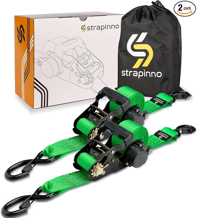Strapinno Retractable Ratchet Tie-Down Straps, 000 lbs Breaking Strength- 2 in by Strapinno