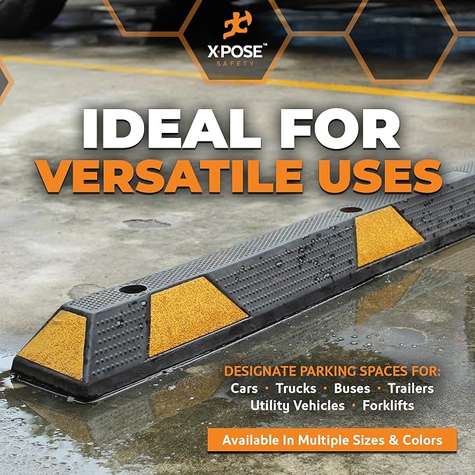 Xpose Safety 48" Heavy Duty Rubber Parking Stopper – 10 Pack Wheel Blocks - Image 6