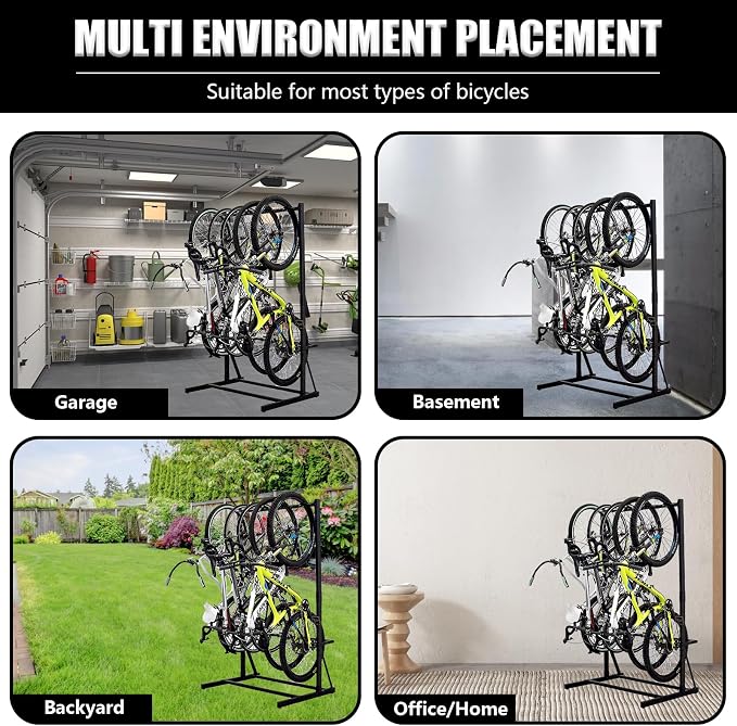 Upright Bike Stand, 5-Bike Stand Rack, Indoor Bike Storage Standing Bike - Image 7