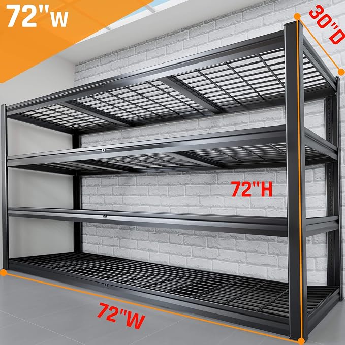 72" W Storage Shelves Heavy Duty Garage Shelving 30" D Metal Shelving Unit - Image 2