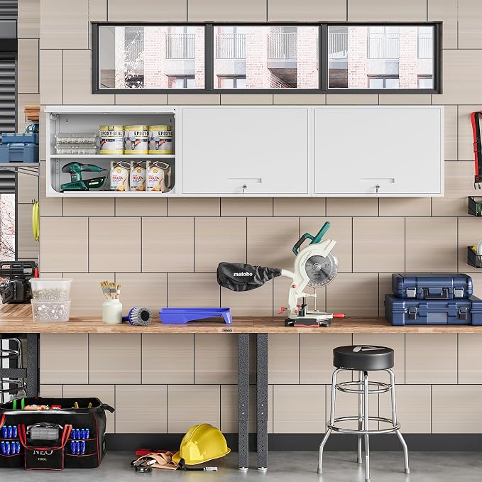 Metal Wall Cabinet with Locking Door and Shelf, Hanging Garage Cabinets with - Image 2