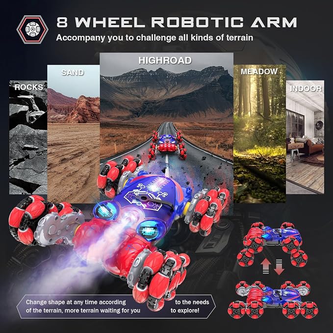 Remote Control Car, 8WD Gesture Sensing RC Car, 2.4GHz RC Stunt Cars Boys Toys - Image 3