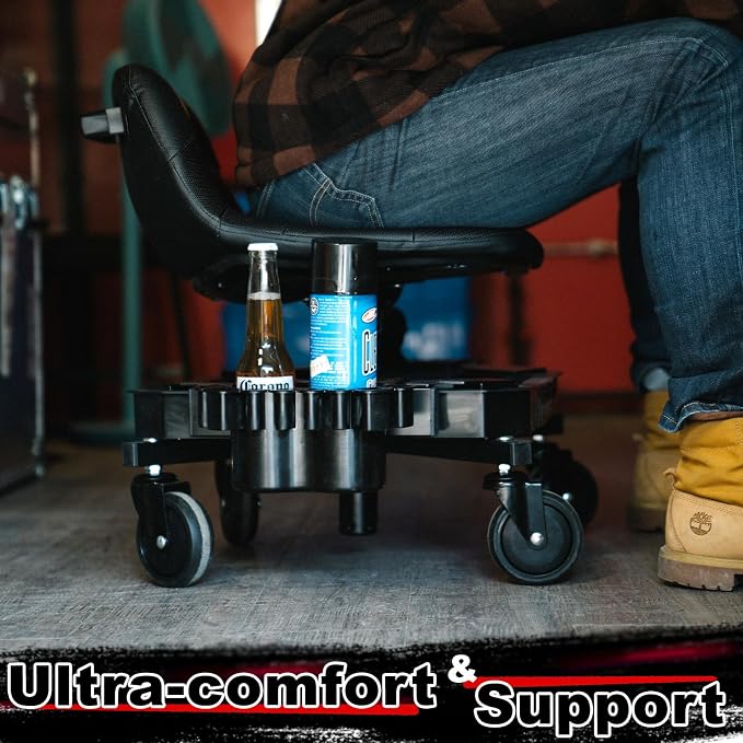 Rolling Stool with Wheels, Adjustable Height Pneumatic Garage Work Mechanic - Image 8