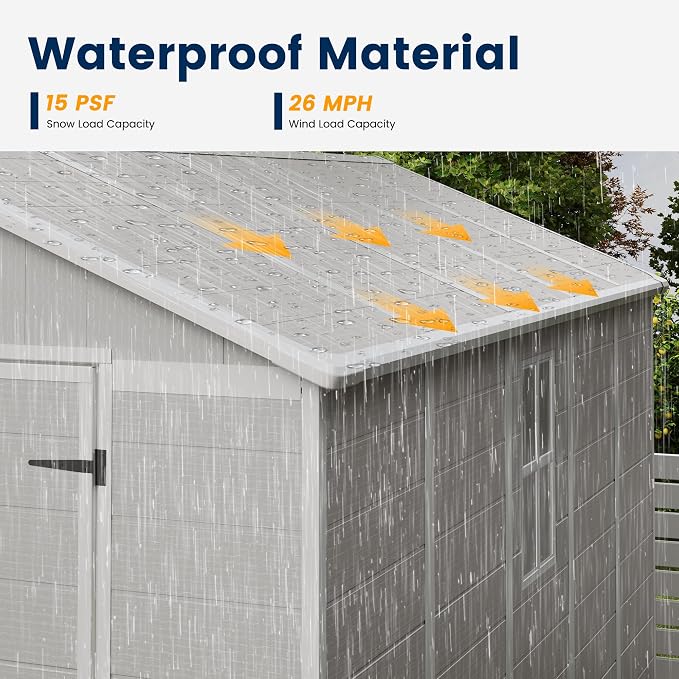 UDPATIO Outdoor Storage Shed 8 x 10 FT, Resin Garden Sheds - Image 4