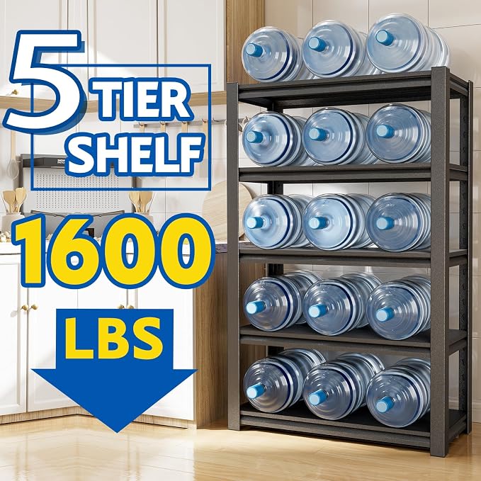 63''H Garage Shelving Heavy Duty, 1600LBS Storage Shelves, 5-Tier Adjustable - Image 4
