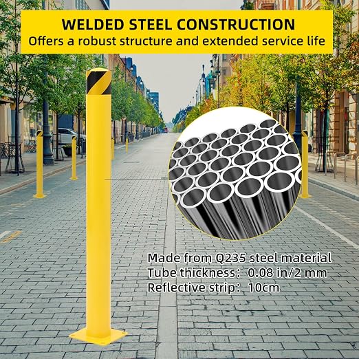 Safety Bollard 4 Packs, 48 Inch Height Steel Bollard Post - Image 6