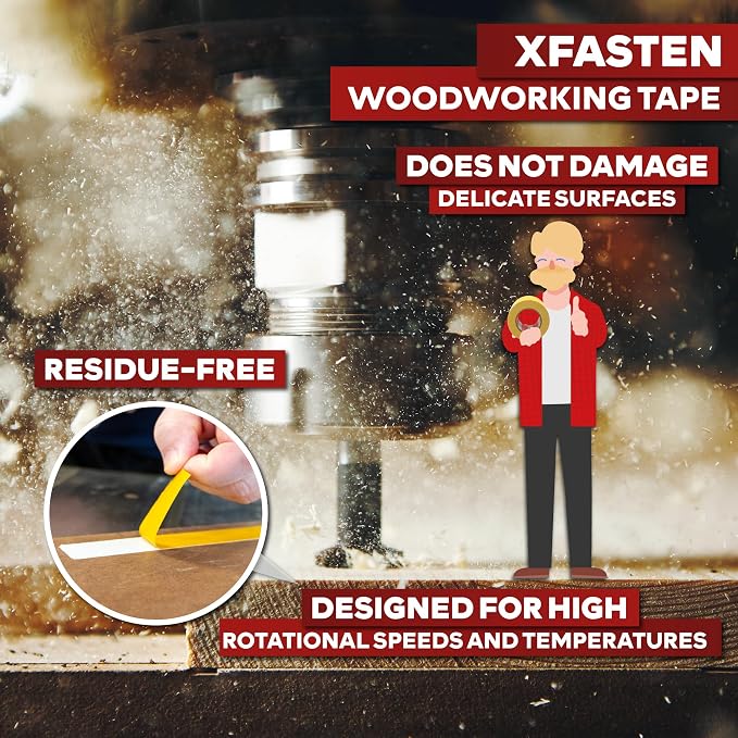 XFasten Double Sided Woodworking Tape 4 Inches x 90 Feet, Residue-Free and - Image 2