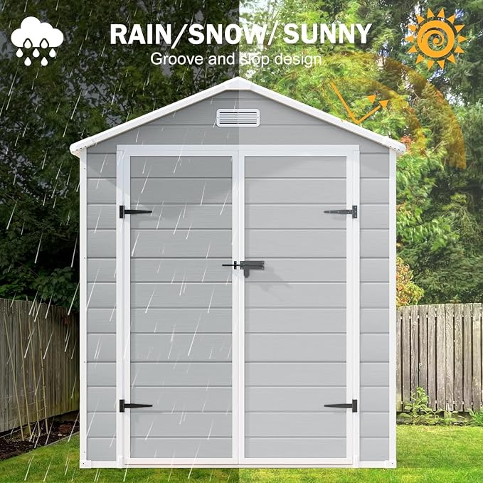 6x3 FT Resin Storage Shed, Waterproof Outdoor Shed - Image 5