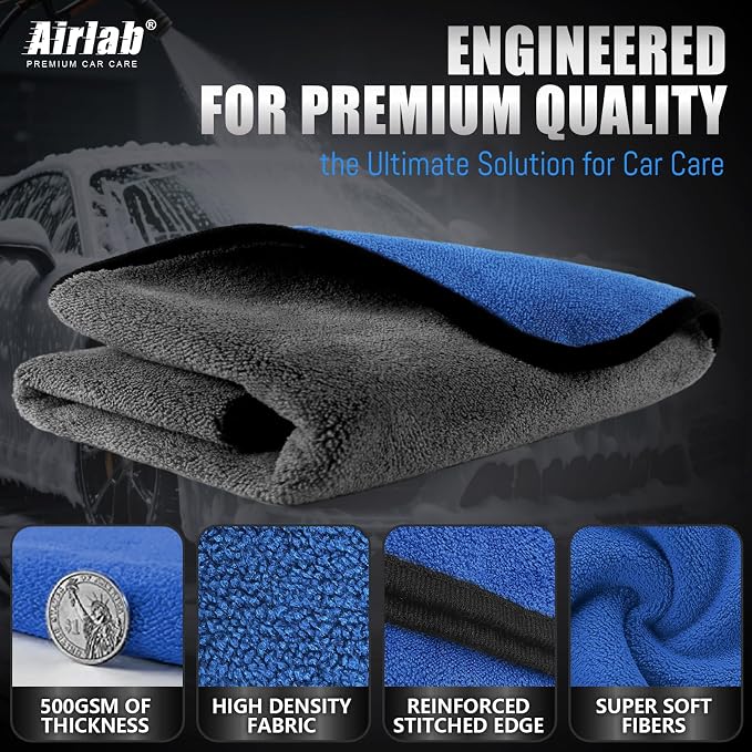 Airlab Microfiber Towels for Cars Wash Drying Thick Plush Cleaning Cloth Auto - Image 3