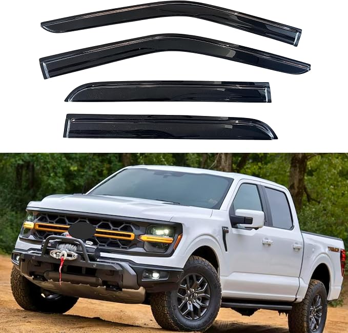 KPY Window Visor Rain Guard for 2015-2025 Ford F150 SuperCrew, Tape-On by KPYBizConnect