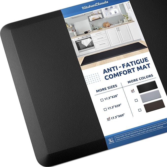KitchenClouds Kitchen Mat Cushioned Anti Fatigue Rug 17.3"x60" Waterproof Non by KitchenClouds