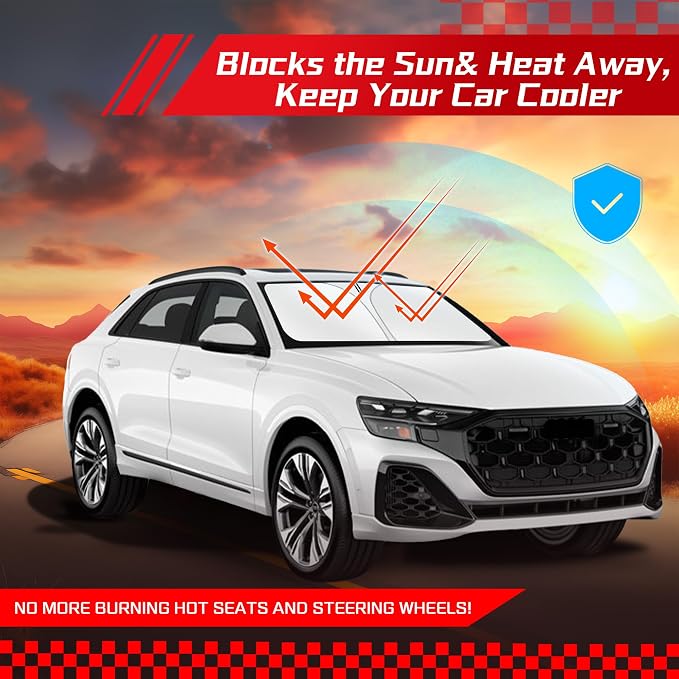 ARISMOTOR Windshield Sun Shade for Audi Q8 2019-2025, Custom Fit Foldable Front - Image 7