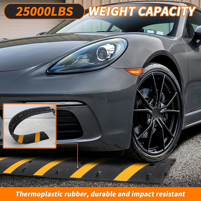 6 Ft Rubber Speed Bump, 2 Pack 2 Channel Modular Heavy Duty Speed Bumps Humps - Image 4