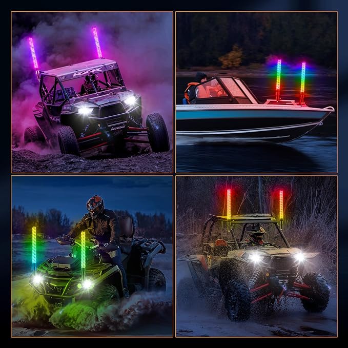 2PCS 4FT Fat Whip Lights for UTV ATV - Image 7
