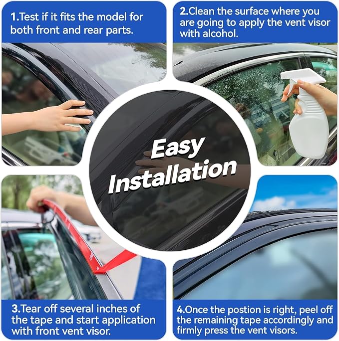 Window Visors Rain Guards for 2016-2022 Honda HRV, Out-Channel Window Vent Wind - Image 4