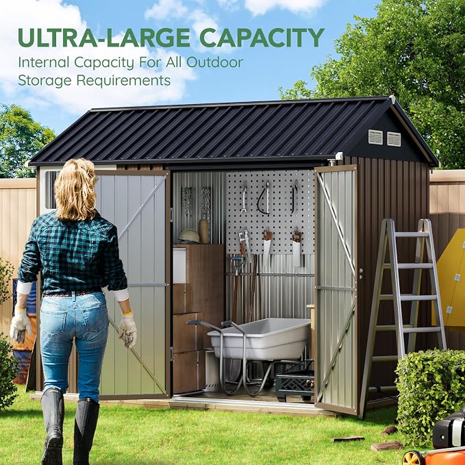 8X6FT Outdoor Steel Storage Shed - Image 5