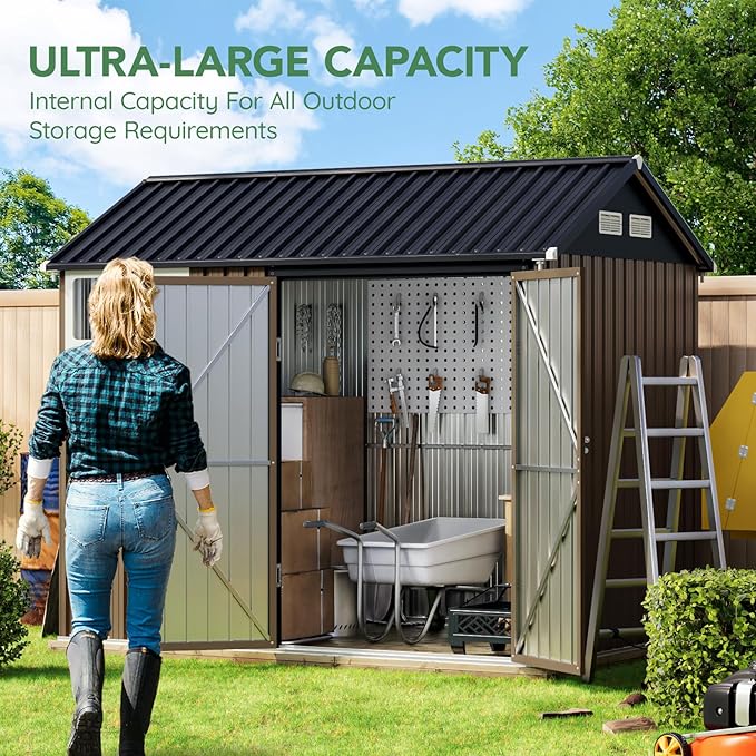 8X6FT Outdoor Steel Storage Shed - Image 4