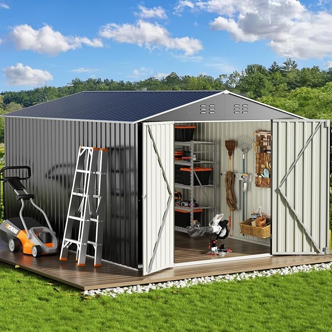 WKM 8X12 FT Outdoor Storage Shed, Utility Metal Tool Storage by Unknown