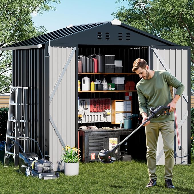 COMHOMA Shed Outdoor Storage Shed Metal, Lockable Doors Tool Sheds - Image 9