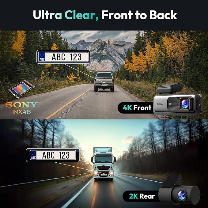 4K+2K Dual Dash Cam Front and Rear, Dashcam - Image 2
