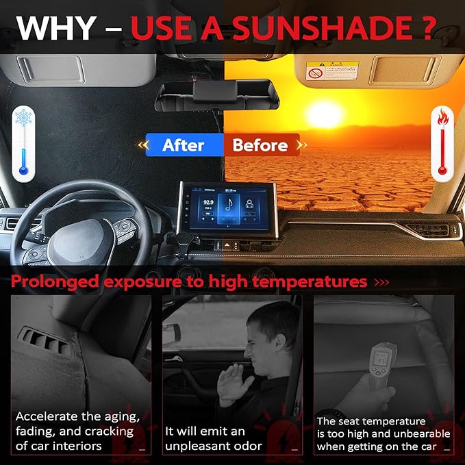 KAYZT Windshield Sun Shade for 2015-2024 Dodge Challenger Foldable Sunshade - Image 3