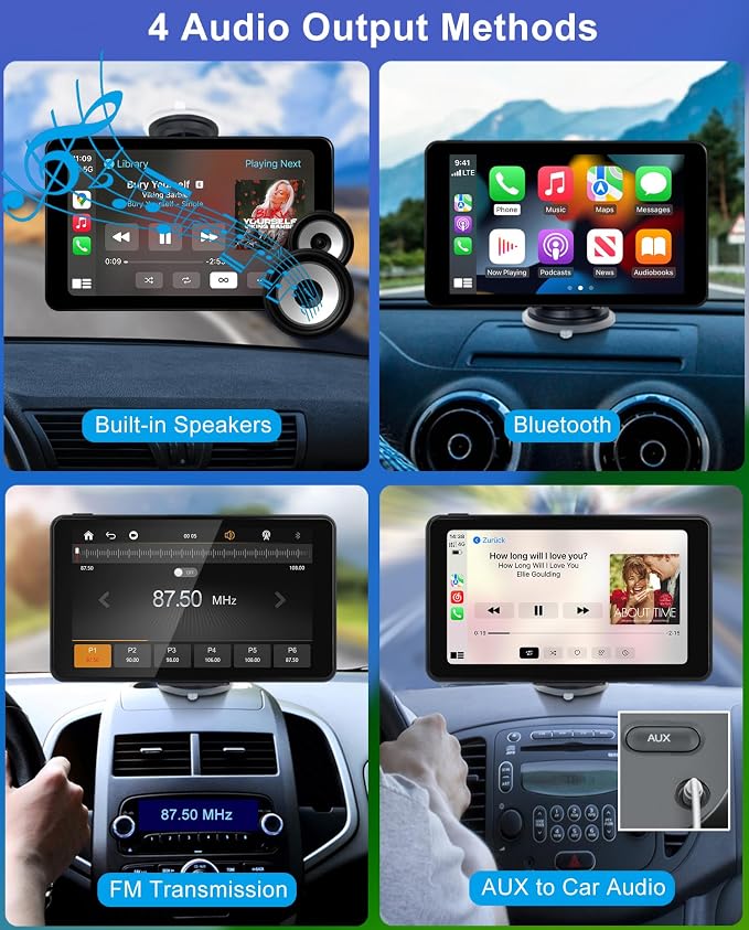 Compatible Wireless Apple CarPlay Android Auto Car Screen, 720P Back Camera 7″ - Image 5