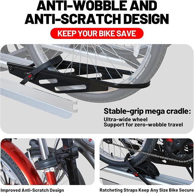 Hitch Mount Bike Rack with Ramp, 200 LB Capacity fits Cars, Trucks with 2 Inch - Image 4