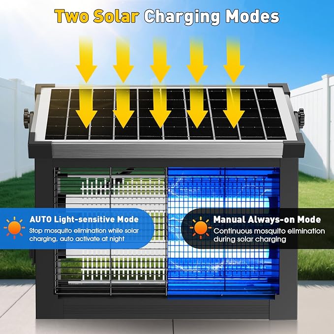 Bug Zapper Outdoor Solar Powered, Zwiran Mosquito Zapper Indoor - Image 5