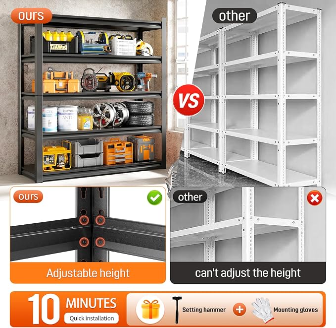 48" W Garage Shelving Unit, Garage Storage Shelves 2800LBS Heavy Duty Shelving - Image 6