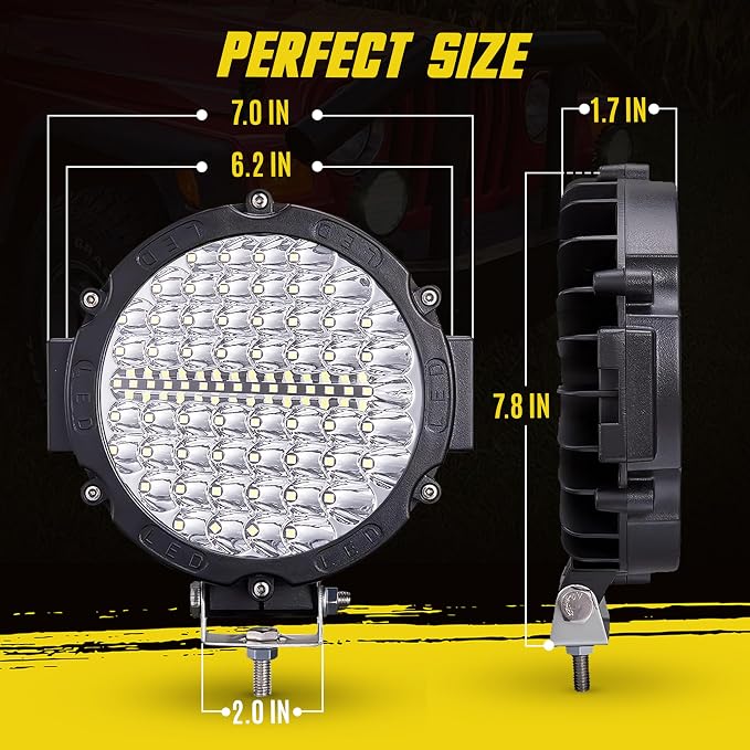 7 Inch Round LED Offroad Lights, LED Light Pods 120W 10000lm - Image 3