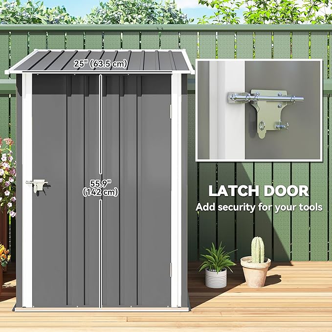Outsunny 3.3' x 3.4' Outdoor Storage Shed, Metal Garden Tool House - Image 4