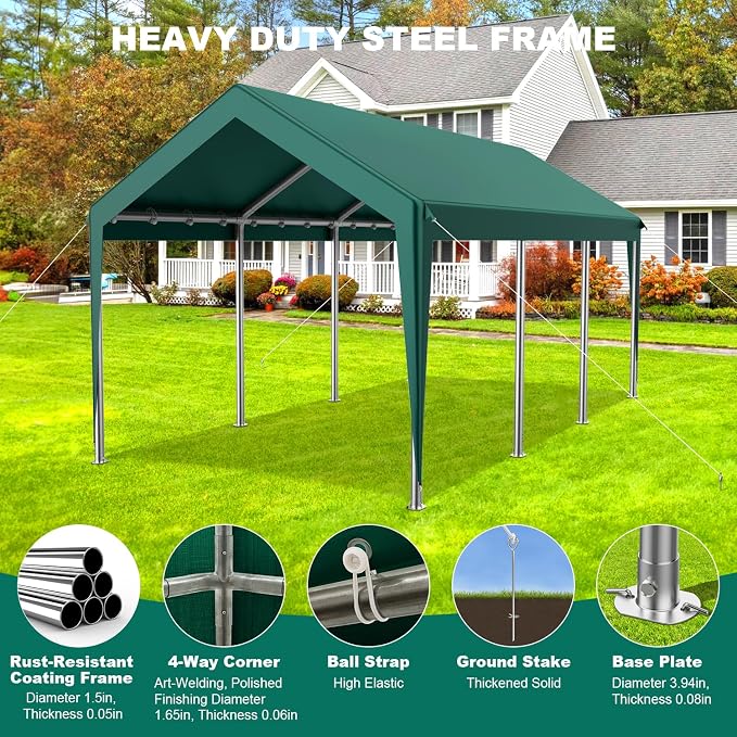 12x20FT Heavy Duty Carport Potable Car Canopy Garage Party Tent Boat Shelter - Image 5