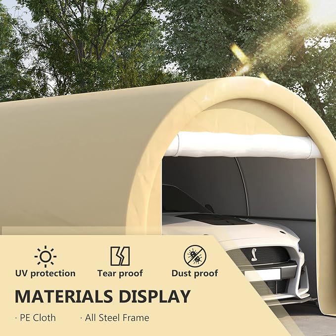 Outsunny 10' x 16' Carport, Heavy Duty Portable Garage Storage Tent - Image 3