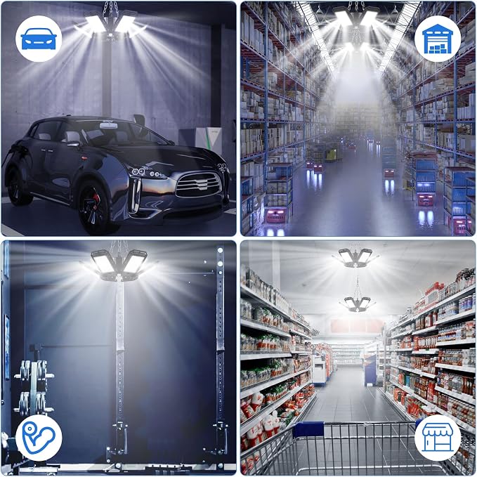 LED Garage Lights 4 Pack -180W, 18000LM 6500K Led Shop Light - Image 7