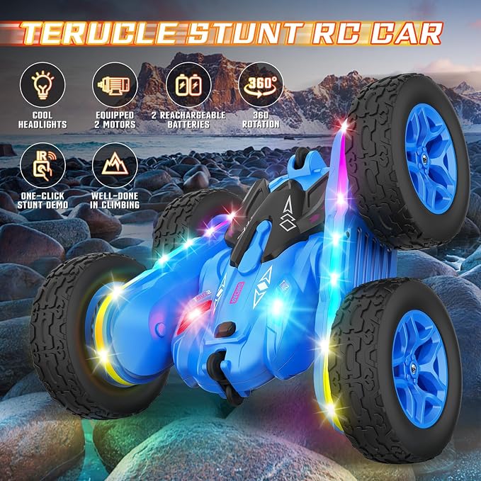 Remote Control Car, Rc Cars Stunt Kids Toys New Upgraded Strip Lights and - Image 2