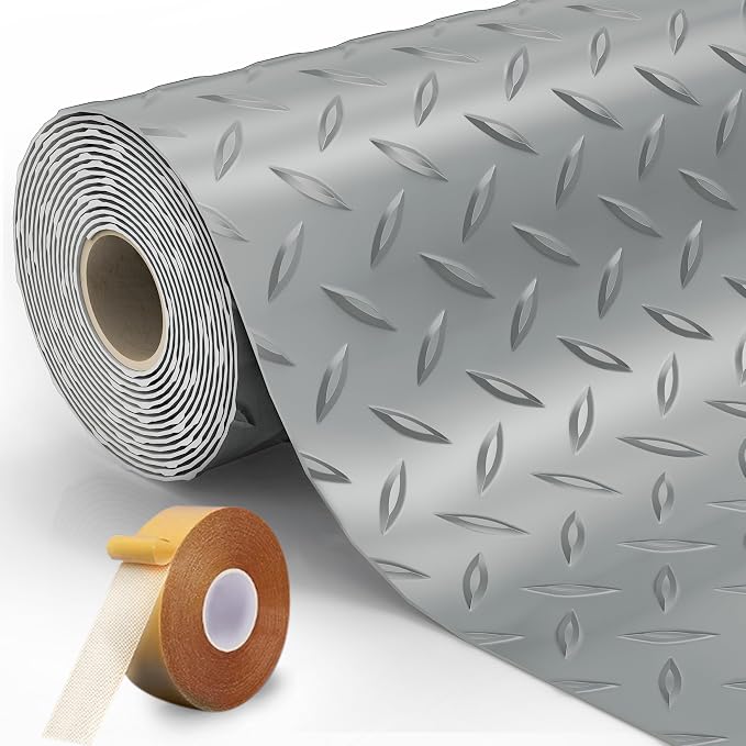 8.2 x 23 FT Garage Floor Mat, 2.8mm Thickened Diamond Plate PVC Garage Flooring by Unknown