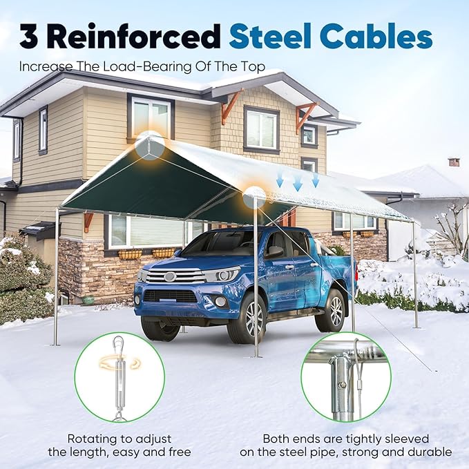Quictent 10x15 ft Heavy Duty Car Canopy Galvanized Frame Carport Outdoor Party - Image 3