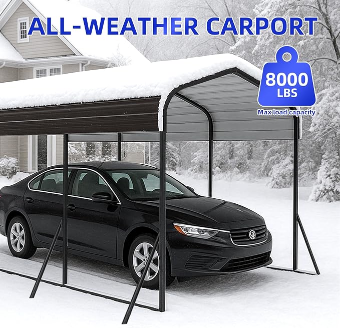10x15 Metal Carport with Base Fixings Heavy Duty Garage Outdoor Chrome Plated - Image 7