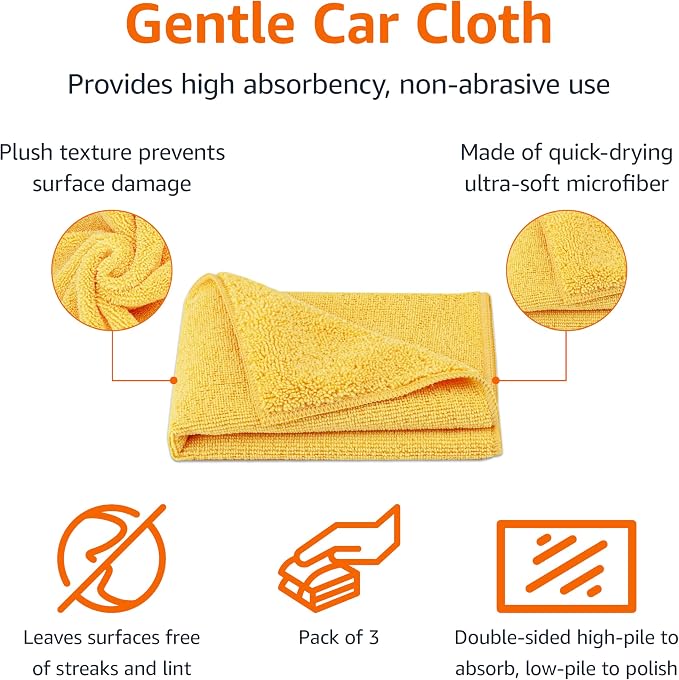 Amazon Basics Microfiber Car Drying Towels, Lint Free, Scratch Free, Highly - Image 2