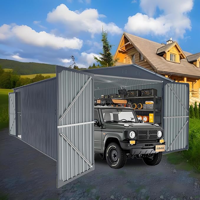 LANTRO JS 13x20ft Outdoor Storage Shed, Metal Storage Shed, Heavy Duty Large by LANTROJS