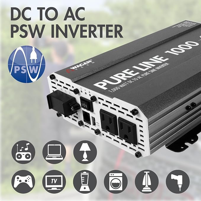 Wagan EL3804 Pure Line Inverter 1000 Watt DC 12V to 110V AC Car Pure Sine Wave - Image 5